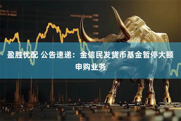 盈胜优配 公告速递：金信民发货币基金暂停大额申购业务